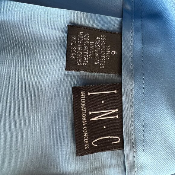 NWT INC Atlantic Blue Satin Pencil Skirt Sz 6 - Picture 3 of 3
